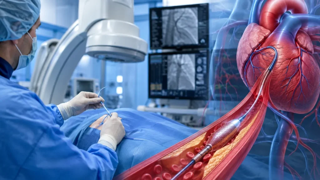 Interventional cardiology catheter-based procedure performed at FHVI's outpatient cath lab in Florida