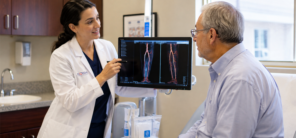 Vascular specialist discussing circulation and vascular health with a patient