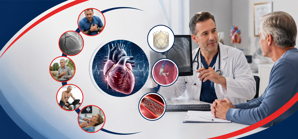 Patient discussing chest symptoms with an interventional cardiologist